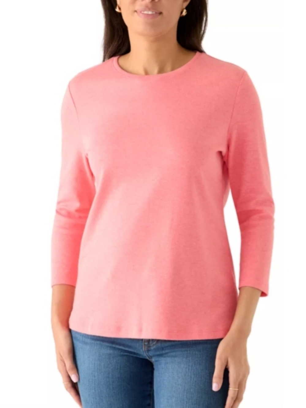 Karen Scott Coral-Orange Scoop Neck Long Sleeve Top Size XL